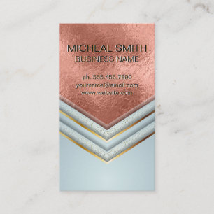 Rose Gold Foil Metallic Luxury Shapes Business Card