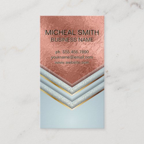 Rose Gold Foil Metallic  Luxury Shapes Business Card