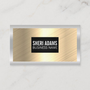 Rose Gold Foil Metallic Silver Border Business Card