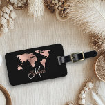 Rose Gold Foil Metallic World Map Luggage Monogram Tag<br><div class="desc">This design was created though digital art. It may be personalized in the area provide or customizing by choosing the click to customize further option and changing the name, initials or words. You may also change the text color and style or delete the text for an image only design. Contact...</div>