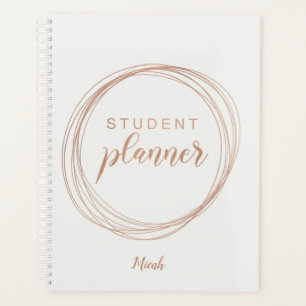 Rose Gold Foil Modern Monogram Name Student Planner