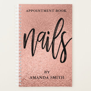 Rose Gold Foil Nails Appointment Book Planner
