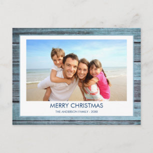 Rose Gold Foil - Navy Blue Christmas Holiday Postcard