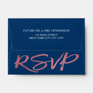 Rose Gold Foil & Navy Blue RSVP Envelope