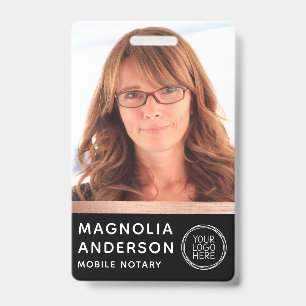 Rose Gold Foil Notary Photo Barcode Logo Badge
