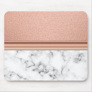Rose Gold Foil on Marble Mouse Pad