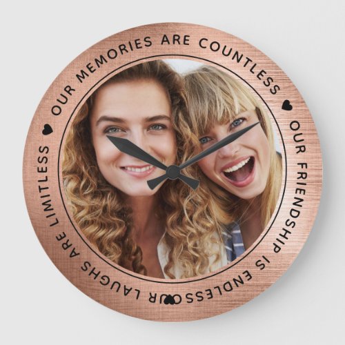Rose Gold Foil Our Laughs Are Limitless BFF Photo Large Clock