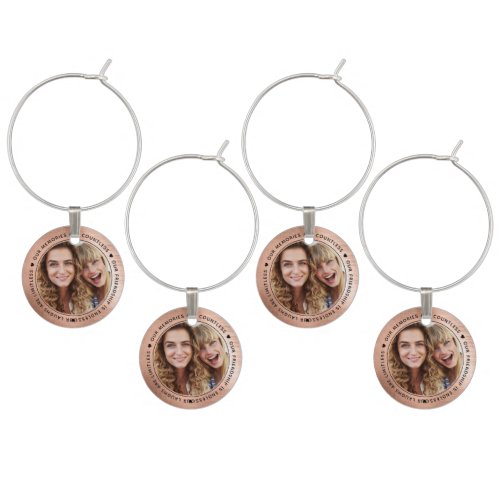 Rose Gold Foil Our Laughs Are Limitless BFF Photo Wine Charm