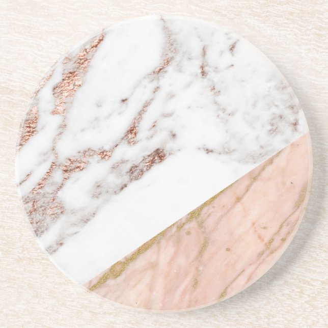 Rose gold foil over marble sandstone coaster (Front)