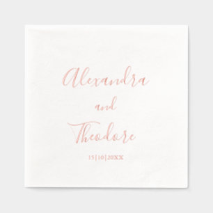 Rose Gold Foil Personalized Wedding Cocktail Napkins