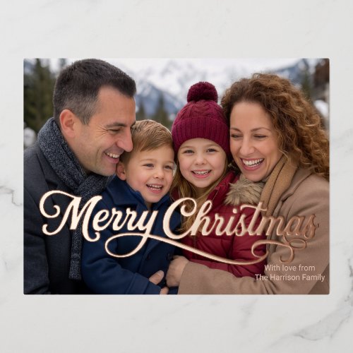 Rose Gold Foil Photo Christmas Party Invitation Enclosure Card
