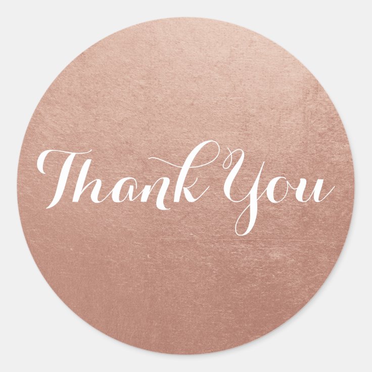 Rose Gold Foil Photo Thank You Classic Round Sticker | Zazzle