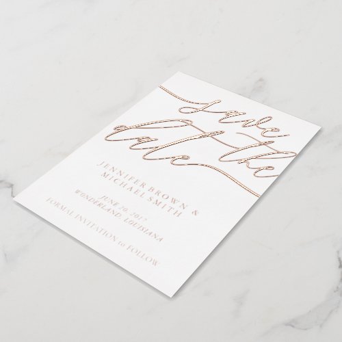 Rose Gold Foil Photo Wedding Save the Date Foil Invitation