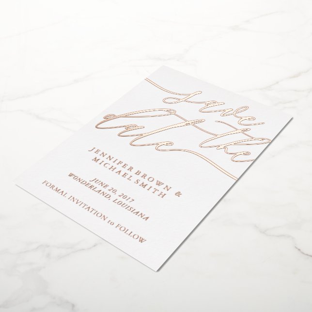 Rose Gold Foil Photo Wedding Save the Date Foil Invitation (Rotated)