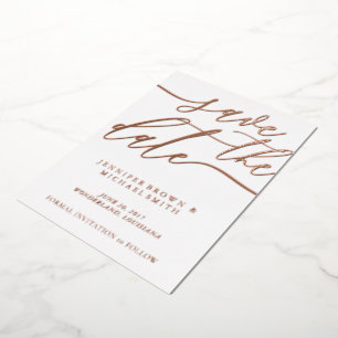 Rose Gold Foil Photo Wedding Save the Date Invitation