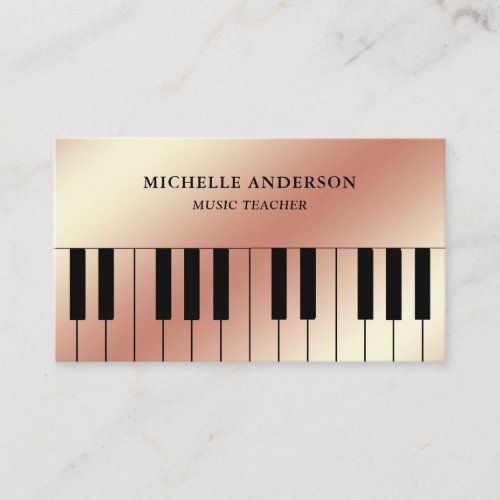 Rose Gold Foil Piano Keyboard Musician Pianist Business Card