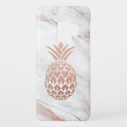 Rose Gold Foil Pineapple on White Marble Case-Mate Samsung Galaxy S9 Case