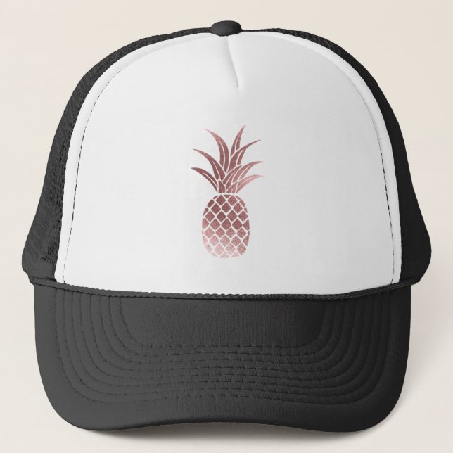 Rose Gold Foil Pineapple Trucker Hat (Front)