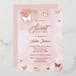 ROSE GOLD FOIL Pink Butterfly Sweet 16 Party Foil Invitation<br><div class="desc">ROSE GOLD FOIL Pink Butterfly Sweet 16 Party Foil Invitation
More pretty Sweet 16 Party Invitations in the Little Bayleigh Store!</div>