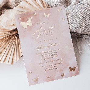 ROSE GOLD FOIL Pink Butterfly Sweet 16 Party Invitation