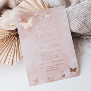 ROSE GOLD FOIL Pink Butterfly Sweet 16 Party Invitation