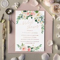 ROSE GOLD FOIL Pink Floral Bridal Shower  Foil Inv Foil Invitation