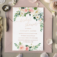 ROSE GOLD FOIL Pink Floral Bridal Shower  Foil Inv