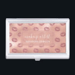 Rose Gold Foil Pink Lips Makeup Artist Business Card Case<br><div class="desc">Lips with Lipstick Blush Pink & Rose Gold Faux Brushed Metal Foil Elegant Makeup Artist Business Card Holder. This professional Pink & Rose Gold Brushed Metal Lipstick Business Card Holder is perfect for a Makeup Artist or Beauty Salon. If the profession or name text does not fit your needs, please...</div>