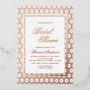 Rose Gold Foil Pressed Geometric Bridal Shower Foil Invitation