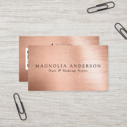 Rose Gold Foil QR Code Hair  Makeup Business Card