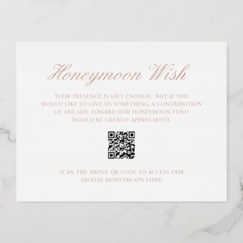 Rose Gold Foil QR Code Wedding Enclosure Card