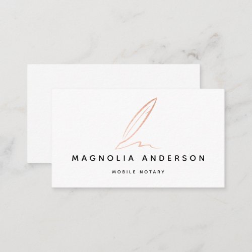  Rose Gold Foil Quill Business Card