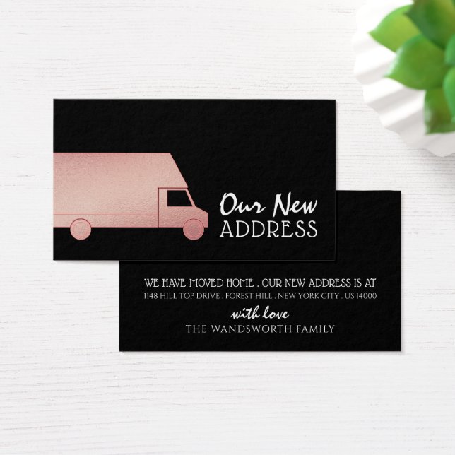 Rose Gold Foil Removal Van, Change of Address Card (Desk)
