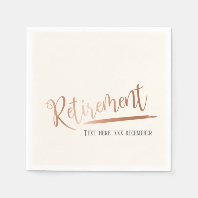 rose gold foil, retirement napkins (Front)