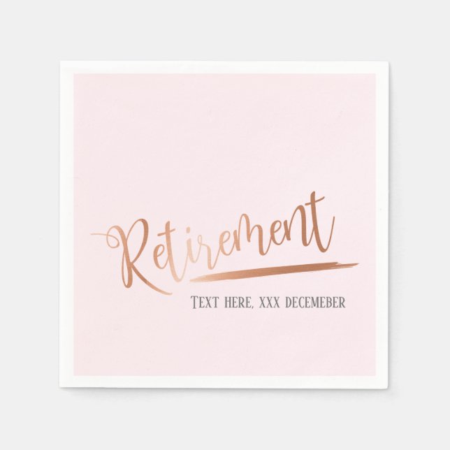 rose gold foil, retirement napkins (Front)