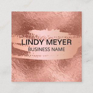 Rose Gold Foil Rose Gold Brushed Square Business Card