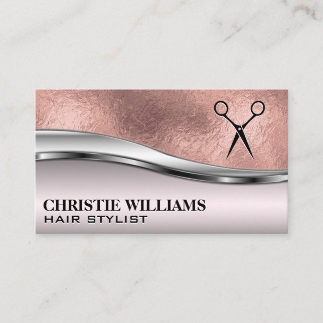 Rose Gold Foil | Salon Shears Business Card (Front)