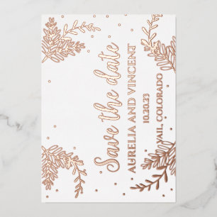 Rose gold foil save the date card