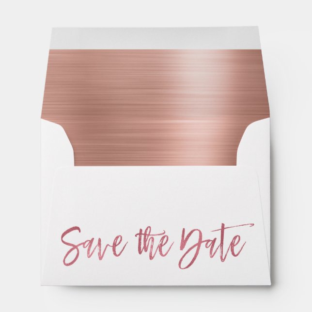 Rose Gold Foil Save the Date Envelope (Back (Bottom))
