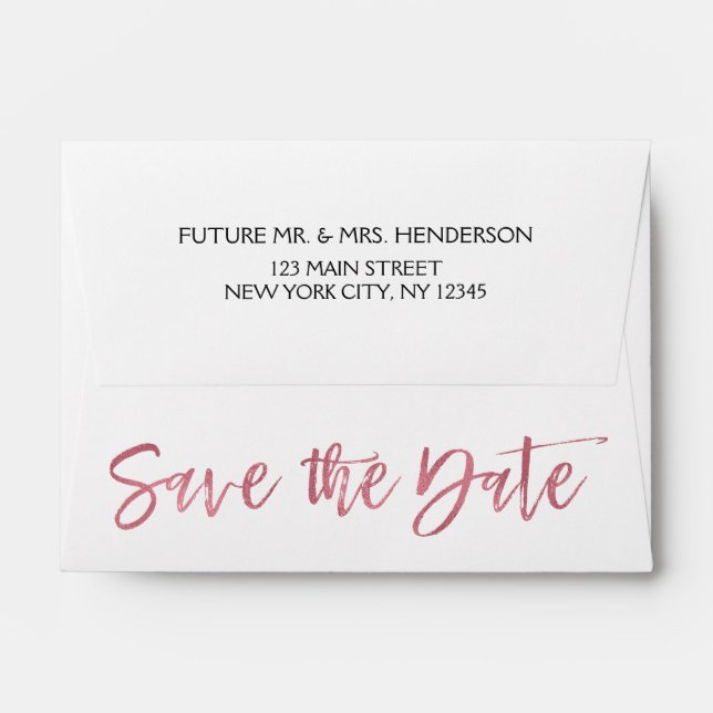 Rose Gold Foil Save the Date Envelope (Back (Top Flap))