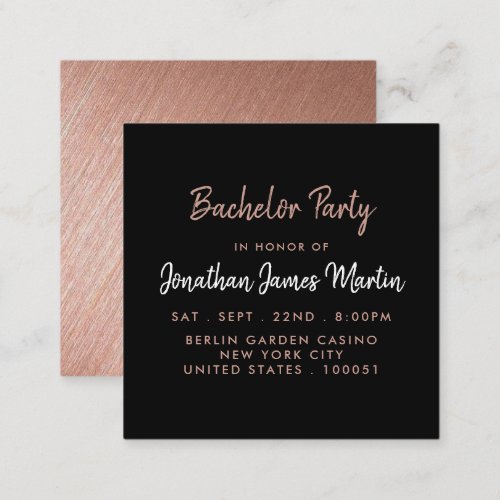 Rose Gold Foil  Script Bachelor Party Ticket