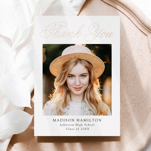 Rose Gold Foil Script Graduation Thank You Card (Creator Uploaded)