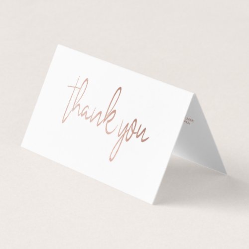 Rose Gold Foil Script Logo Business Thank You Card