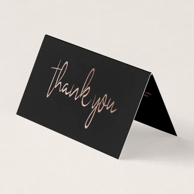 Rose Gold Foil Script Logo Business Thank You Card | Zazzle
