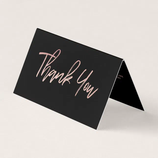 Rose Gold Foil Script Logo Business Thank You Card | Zazzle