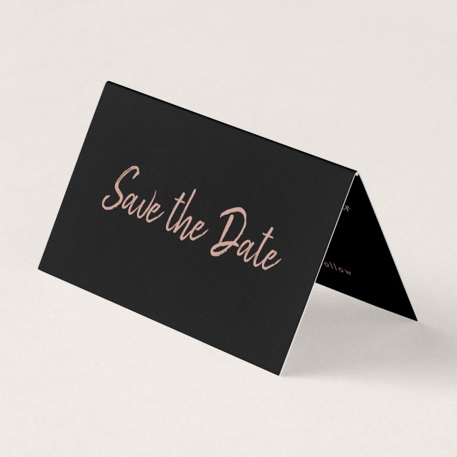 Rose Gold Foil & Script Photo Save The Date Card (Front)