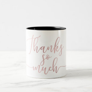 Rose Gold Foil Script Thank You Thanks So Much Two-Tone Coffee Mug