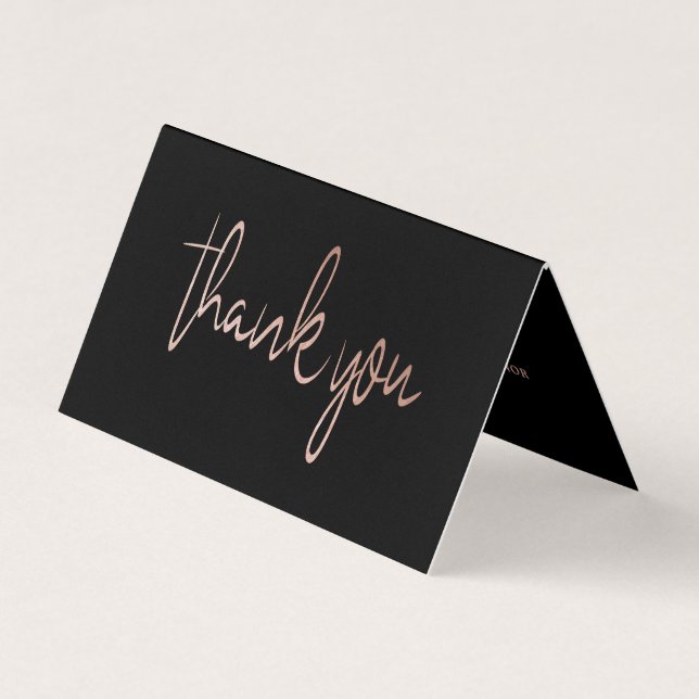 Rose Gold Foil Script Wedding Photo Thank You Card (Front)