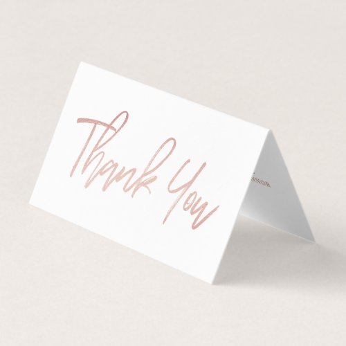 Rose Gold Foil Script Wedding Thank You Card