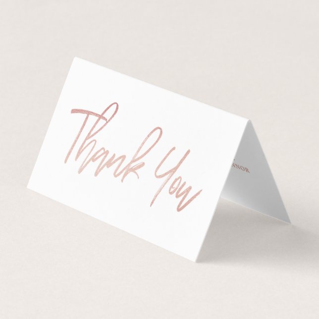 Rose Gold Foil Script Wedding Thank You Card (Front)